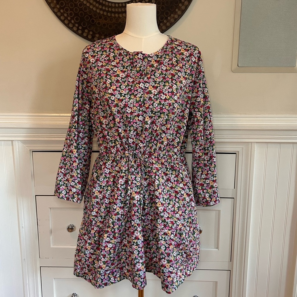 Pomander Place Floral Dress L | Spring Ditsy Daisy Print | Pockets 3/4 Sleeve - Picture 4 of 8